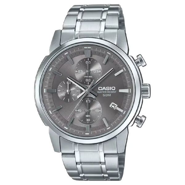 Casio Enticer MTP-E510D-8AVDF Chronograph Analog Gray Dial Stainless Steel Men's Watch