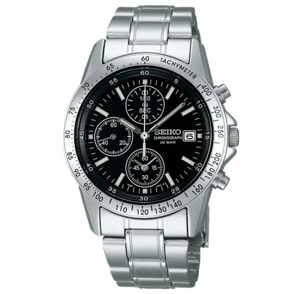 Seiko Spirit SBTQ041 Chronograph Quartz Black Dial 38.5mm Stainless Steel Men's Watch