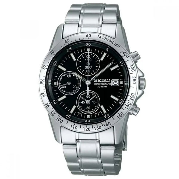 Seiko Spirit SBTQ041 Chronograph Quartz Black Dial 38.5mm Stainless Steel Men's Watch