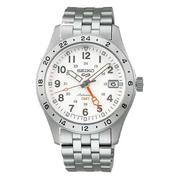 Seiko 5 Sports Field GMT SBSC009 Automatic White Dial 39.4mm Stainless Steel Men's Watch
