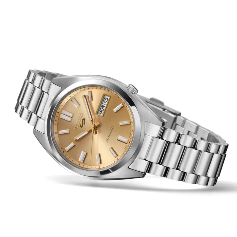 Seiko 5 Sports SRPL59K1 Automatic "SNXS Re-Interpretation" Gold Dial 37.4mm Stainless Steel Men's Watch detail view