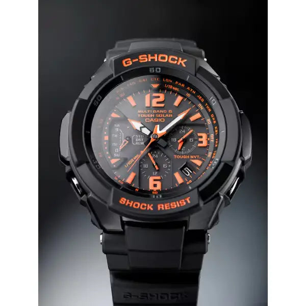 Casio G-Shock Gravitymaster GW-3000B-1A Black & Orange Analog 50mm Resin Men's Watch detail view