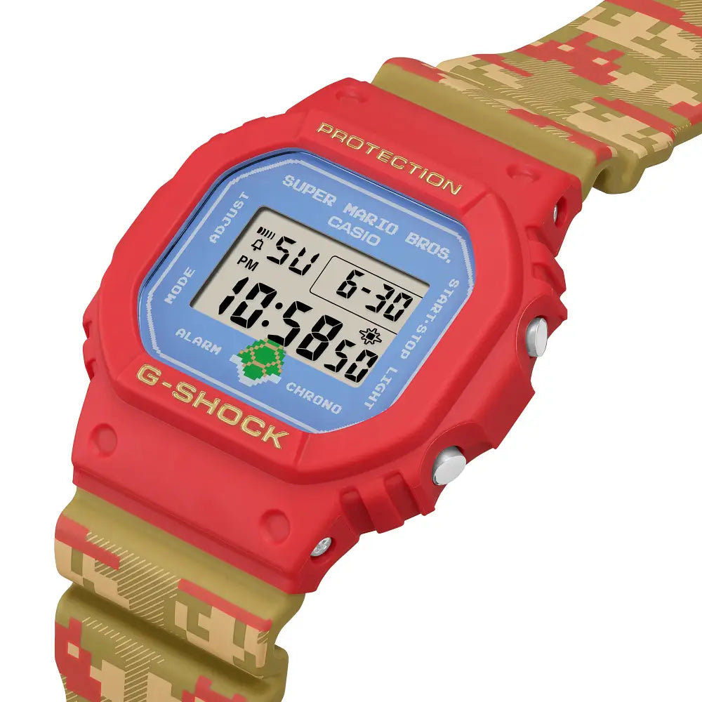 Casio G Shock DW-5600SMB-4 Limited Edition  Super Mario Bros.  Digital Red Dial Resin Strap Men's Watch