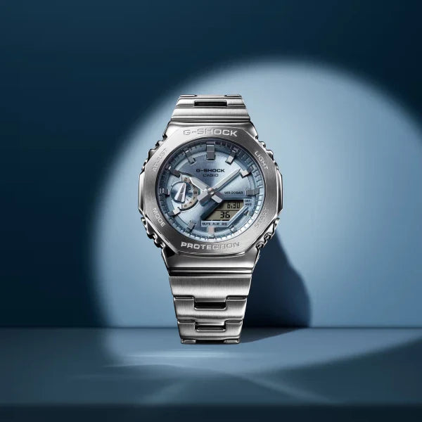 Casio G-Shock G-Steel GM-2110D-2ADR Blue Dial Stainless Steel Men's Watch