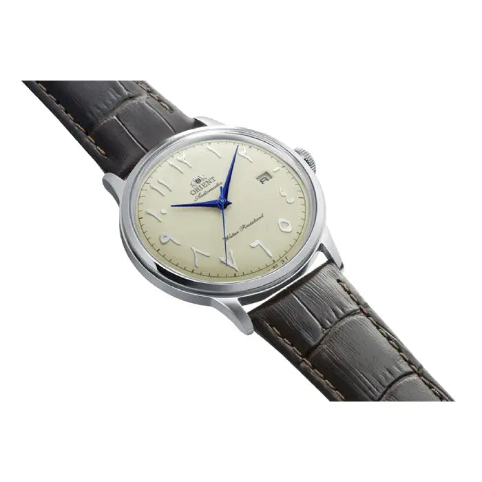 Orient Classic Bambino Automatic RA-AC0039Y Ivory Arabic Dial 40.5mm Leather Strap Men's Watch detail view