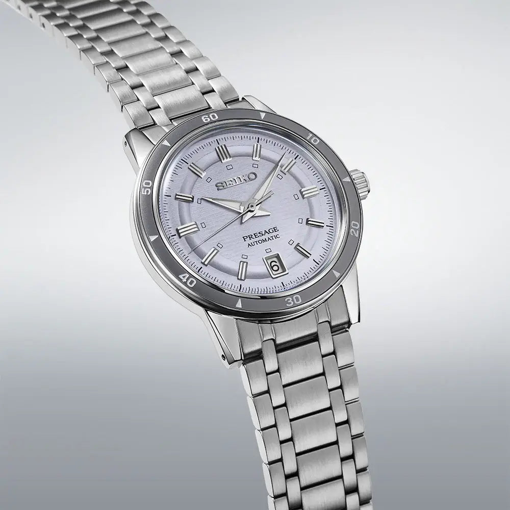 Seiko Presage SRPL73J1 "Style 60s" Automatic Violet Dial 39.5mm  Stainless Steel Men's Watch