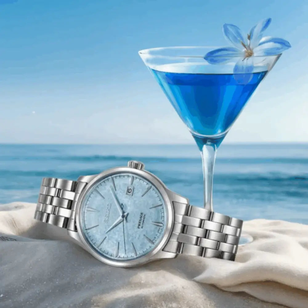 Seiko Presage SRPM01 Cocktail Time Maya Bay Limited Edition Automatic Light Blue Dial 40.5mm Stainless Steel Men's Watch