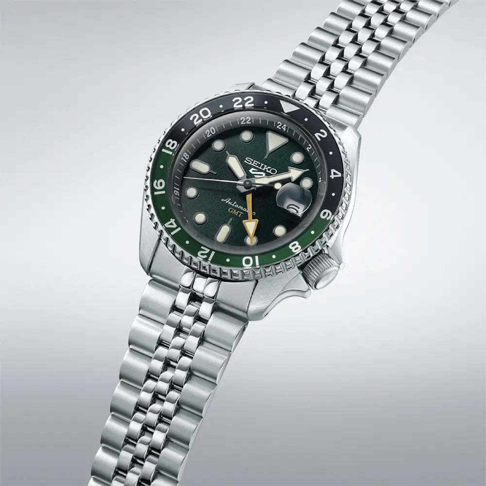 Seiko 5 Sports GMT SBSC019 (SSK035) "Sprite" (Made in Japan) Green Dial 42.5mm Stainless Steel Men's Watch