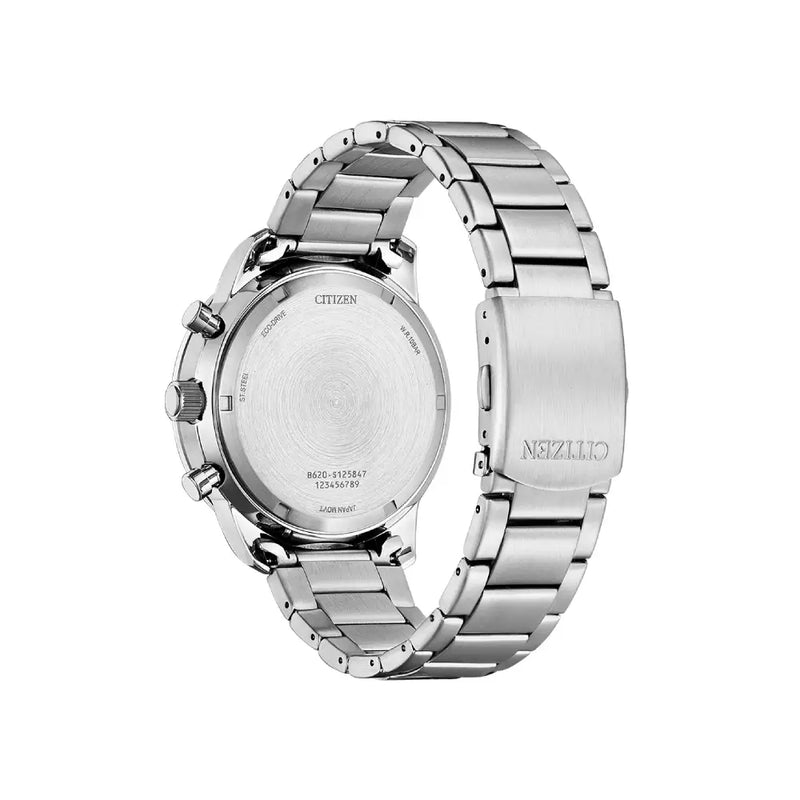 Citizen Eco-Drive CA4500-91A Chronograph "Panda Style" White Dial 44mm Stainless Steel Men's Watch detail view