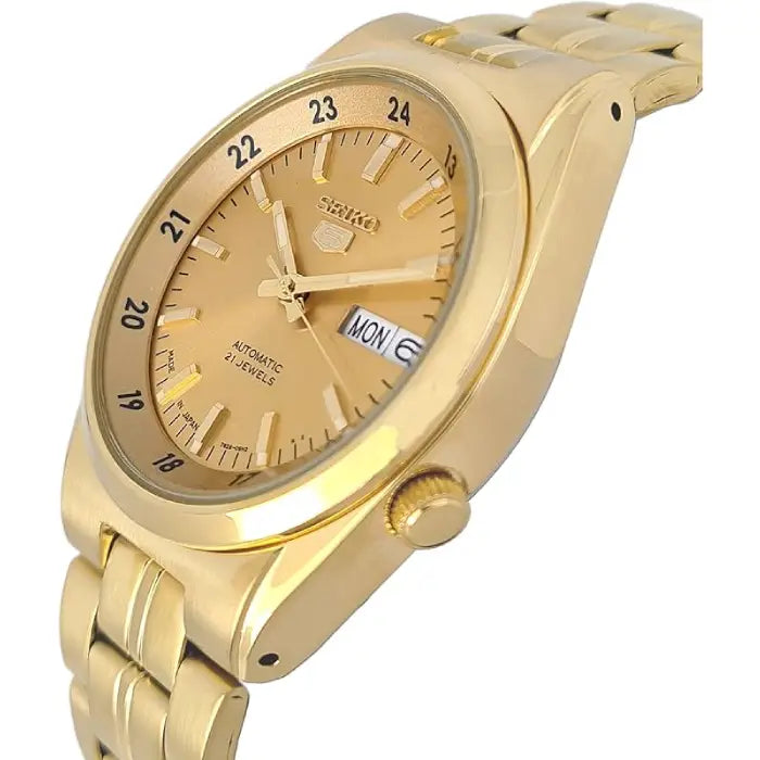 Seiko 5 Classic Automatic SNK574J1 Gold Dial 37mm Stainless Steel Men's Watch detail view
