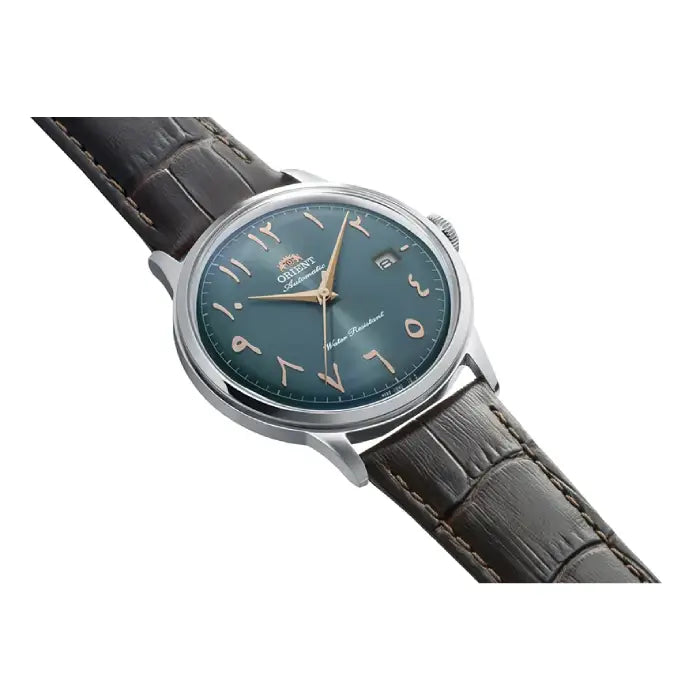 Orient Classic Bambino Automatic RA-AC0035E Green Arabic Dial 40.5mm Leather Strap Men's Watch detail view