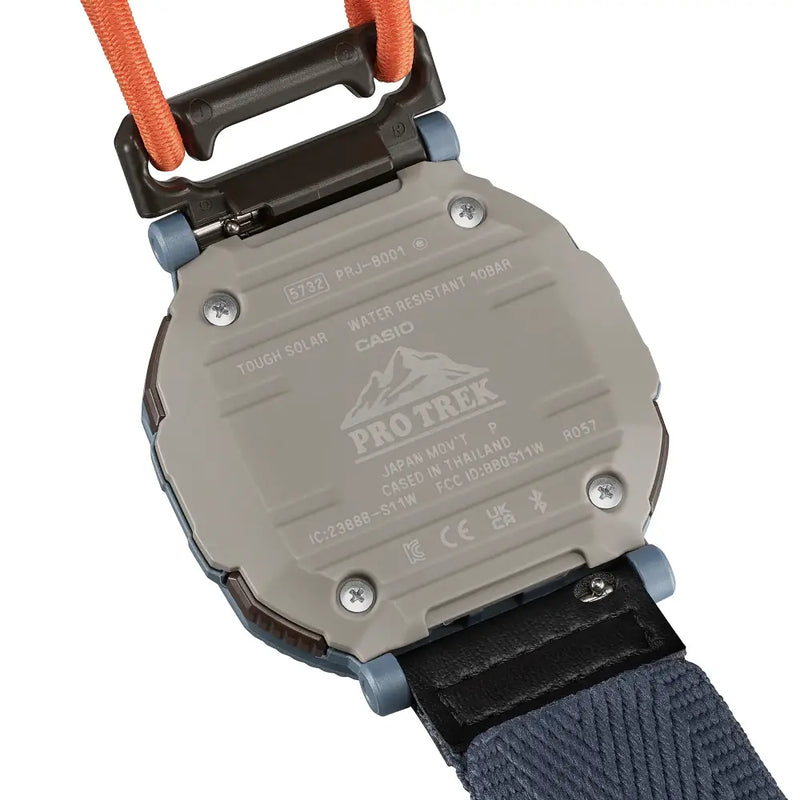 Casio ProTrek PRJ-B001B-2DR Analog-Digital Solar Bluetooth "Rotary Guard" Dusty Blue Dial Cloth Bungee Strap Men's Watch detail view