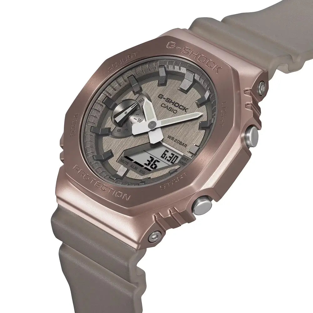 Casio G-Shock CasiOak Midnight Fog Analog Digital GM-2100MF-5A Brown Dial 44.4mm Resin Strap Men's Watch