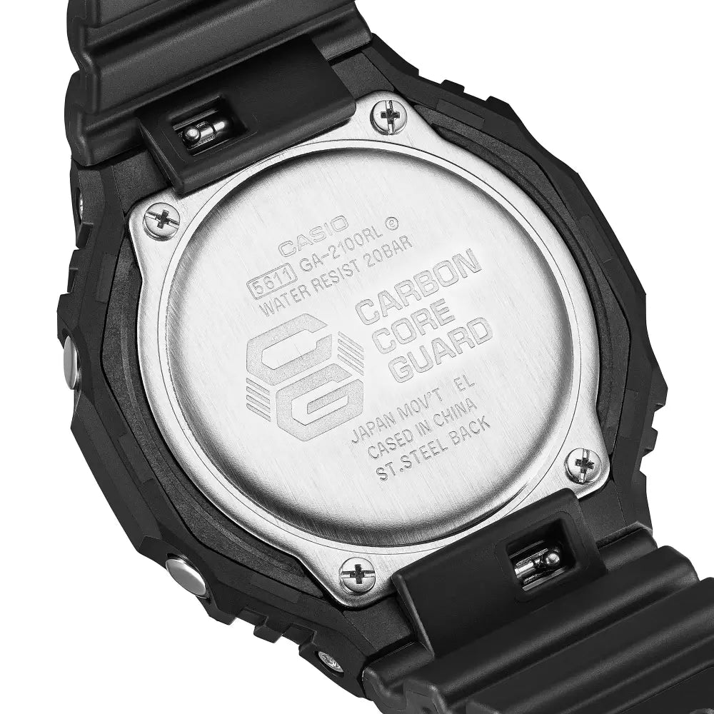 Casio G-Shock CasiOak Analog Digital GA-2100RL-1A Black Dial 45mm Resin Strap Men's Watch