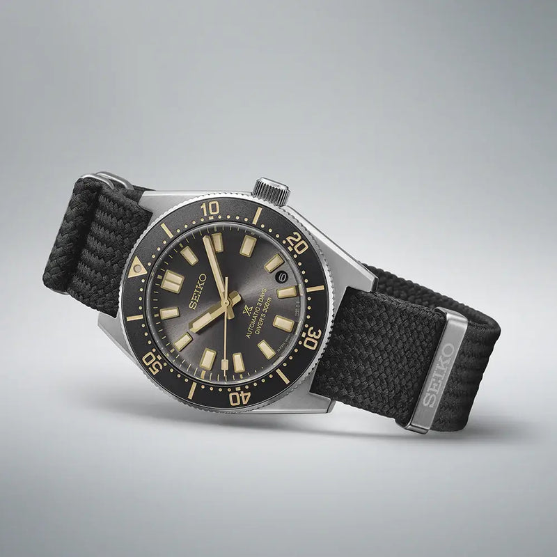 Seiko Prospex SPB455J1 1965 Revival Automatic Diver Special Edition "100th Anniversary" Tide Grey Dial 40mm Stainless Steel Men's Watch detail view