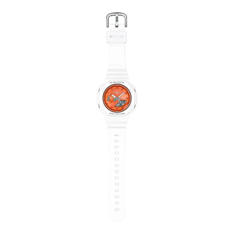 Casio G-Shock Seasonal Collection GMA-S2100WS-7A White / Metallic Orange Dial 42.9mm Resin Women's Watch detail view