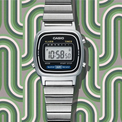 Casio Vintage Digital LA670WA-1DF Grey Dial Stainless Steel Women's Watch