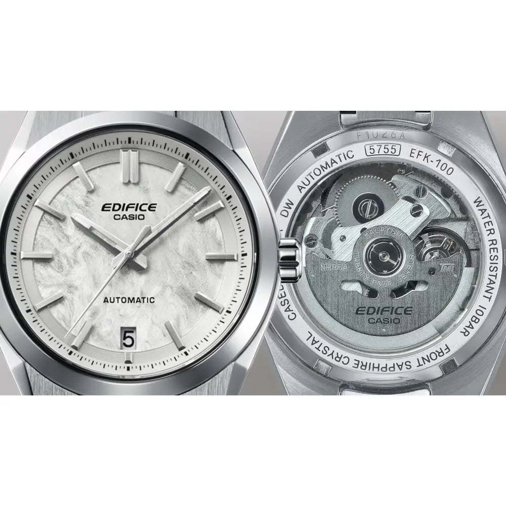 Casio Edifice Automatic EFK-100D-7ADR Carbon White Dial 39mm Stainless Steel Men's Watch
