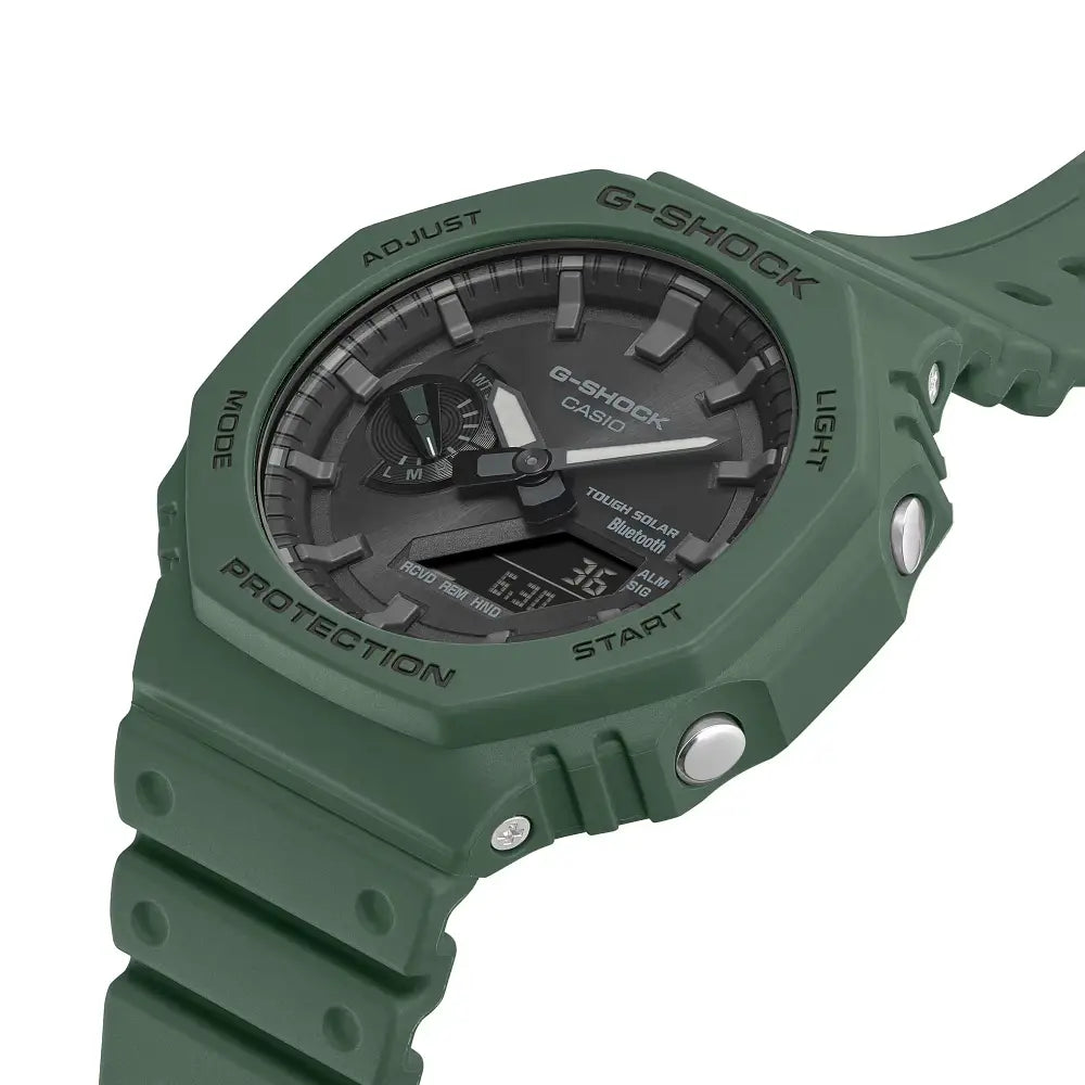Casio G-Shock CasiOak Bluetooth Solar Analog Digital GA-B2100-3A Green Dial 45.4mm Resin Strap Men's Watch