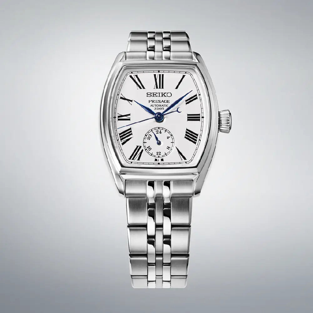 Seiko Presage SPB537  Tonneau Automatic White Dial 35.9mm Stainless Steel Men's Watch