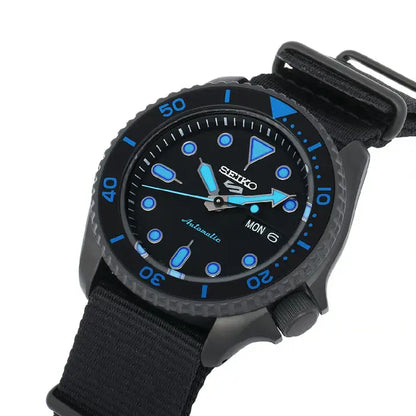 Seiko 5 Sports SRPD81K1 Rare Automatic Street Style Black Dial 42.5mm Nylon Strap Men's Watch
