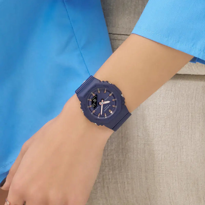 Casio G Shock GMA-P2100M-2A Analog-Digital "Compact CasiOak" Navy Blue Dial Resin Strap Women's Watch detail view