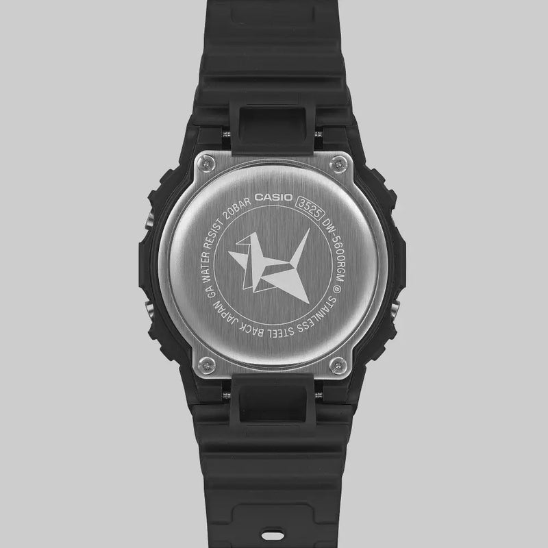 Casio G-Shock Origami Limited Edition DW-5600RGM-1 Black Washi Texture Digital Dial 42.8mm Resin Strap Men's Watch detail view