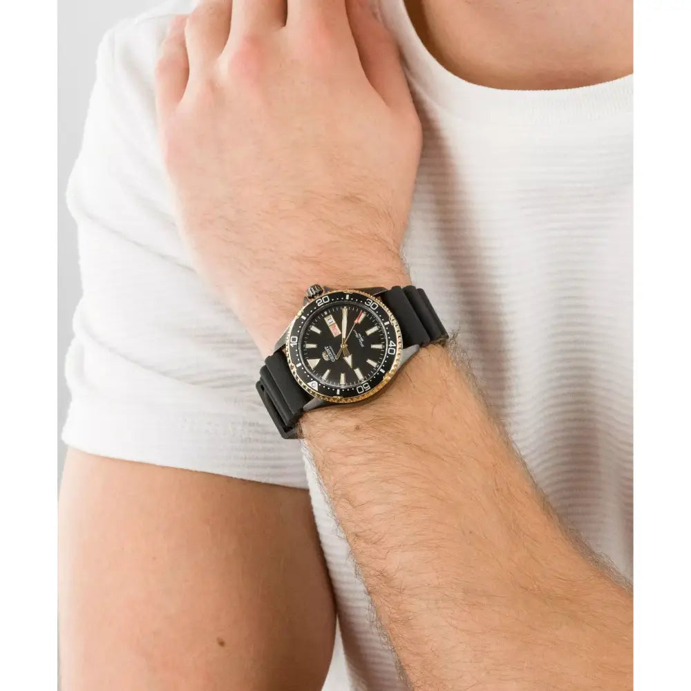 Orient Kamasu Mako III RA-AA0005 Black & Gold PVD 41.8mm Rubber Strap Men's Watch