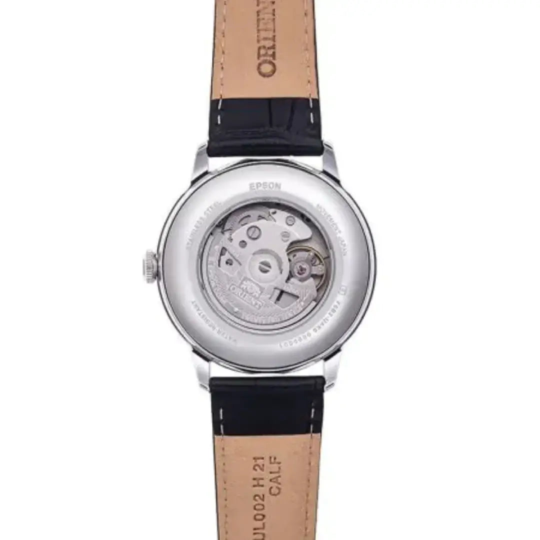 Orient Automatic RA-AK0802S Bambino Sun & Moon White Dial 41.5mm Leather Strap Men's Watch