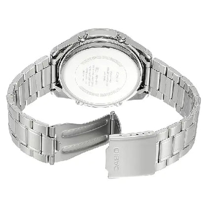 Casio Analog-Digital World Time AMW-810D-1AVDF Black Dial Stainless Steel Men's Watch