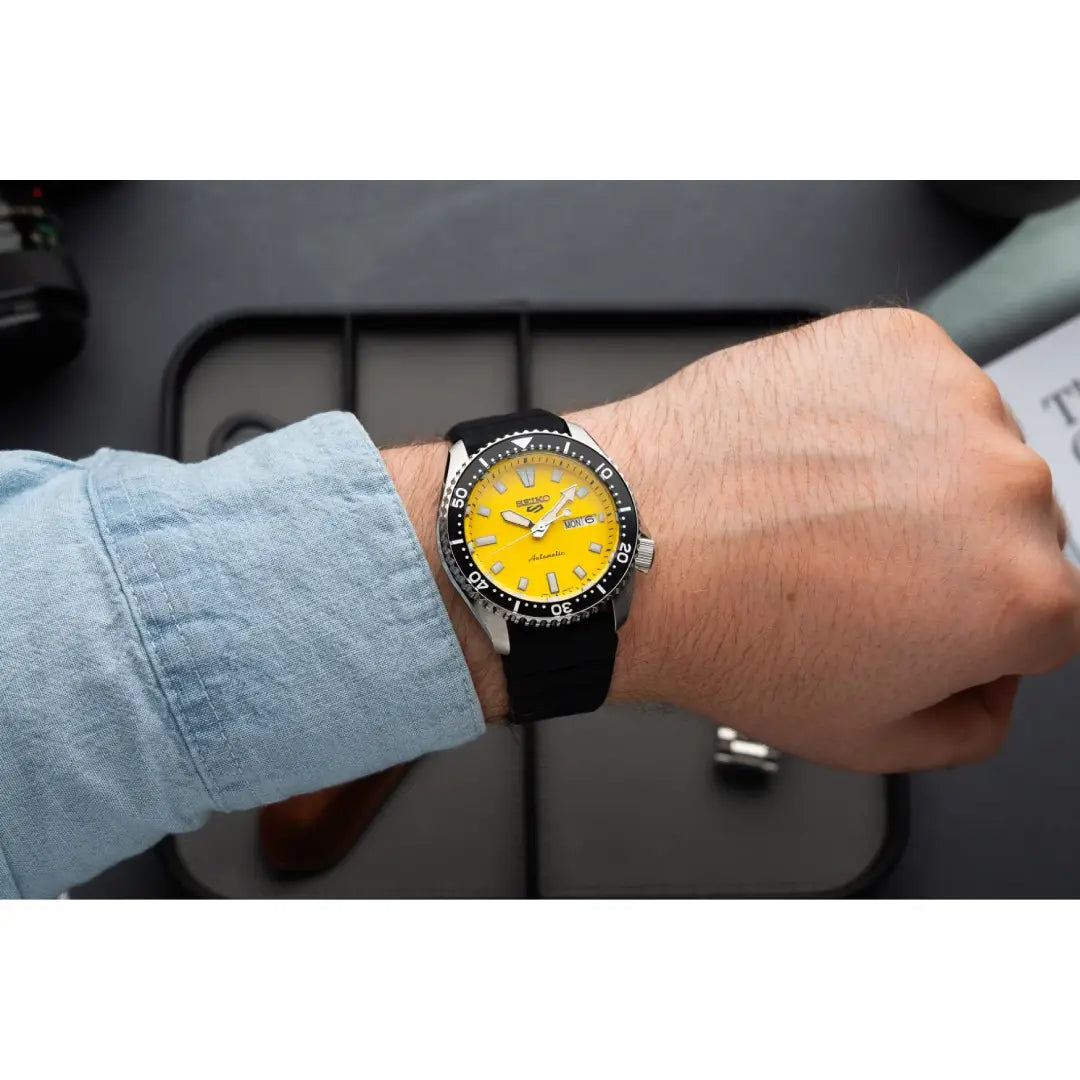 Seiko 5 Sports SKX Series SRPL87 Automatic Yellow Dial 42.5mm Rubber Strap Men's Watch