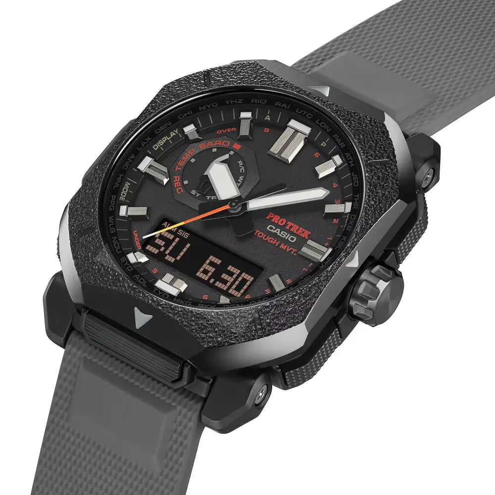 Casio Pro Trek Climber Line Bonfire PRW-6900BF-1 Black Textured Dial 44.8mm Resin Strap Men's Watch