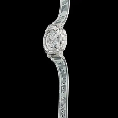 Casio G-Shock GM-110SCM-1ADR "Skeleton Camouflage" Metal Covered Silver Dial 48.8mm Resin Strap Men's Watch