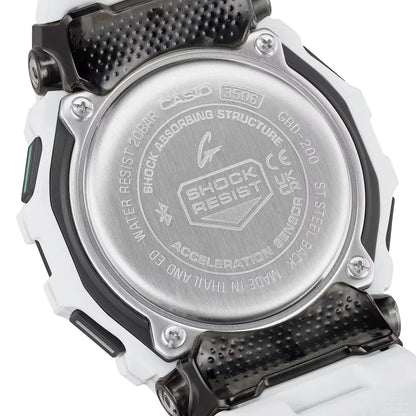 Casio G-Shock GBD-200-7 "G-SQUAD" Digital Dial 45.9mm White Resin Strap Men's Watch
