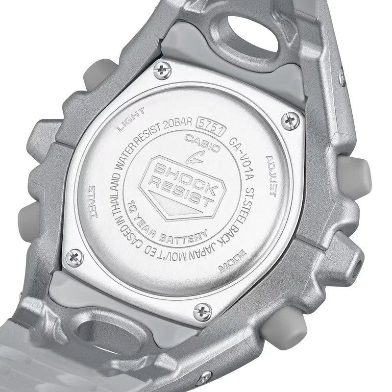 Casio G-Shock GA-V01A-8A “Alien Eyes” Analog-Digital Silver Dial Resin Strap Men's Watch detail view