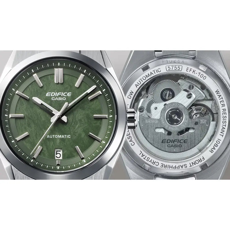 Casio Edifice Automatic EFK-100D-3ADR Carbon Green Dial 39mm Stainless Steel Men's Watch detail view