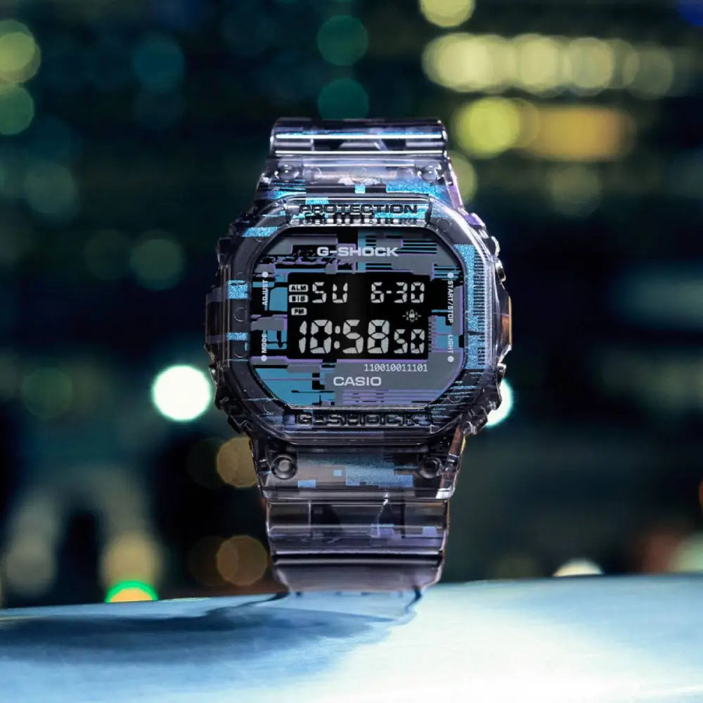 Casio G-Shock DW-5600NN-1DR "Digital Glitch" 43mm Translucent Resin Strap Men's Watch
