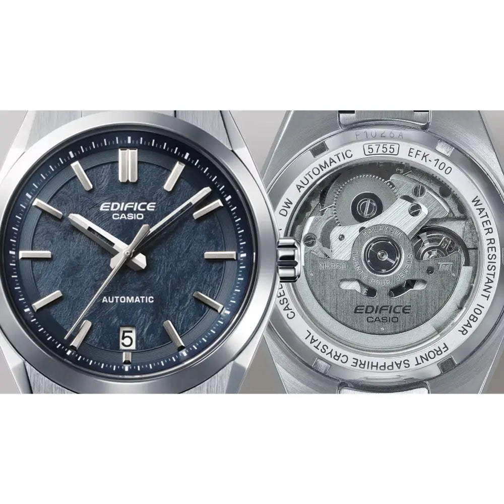 Casio Edifice Automatic EFK-100YD-2A Blue Texture Dial 39mm Stainless Steel Men's Watch