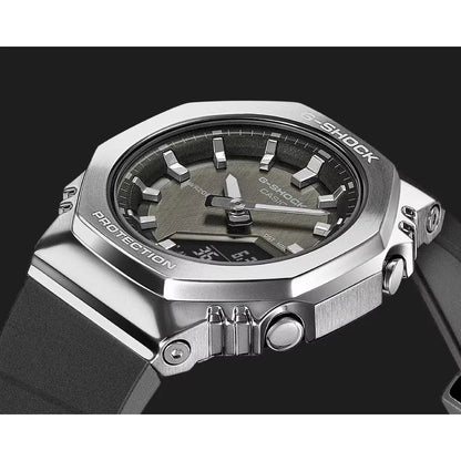 Casio G-Shock "Mini Metal CasiOak" GM-S2110-1A7 Silver Crosshatch Dial 40.5mm Bio-Based Resin Strap Unisex Watch