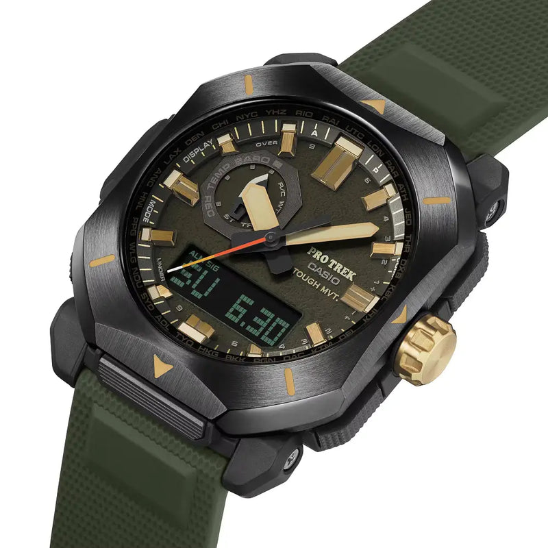 Casio Pro Trek PRW-6900Y-3PR "Bushcraft" Green Dial 44.8mm Resin Strap Men's Watch detail view