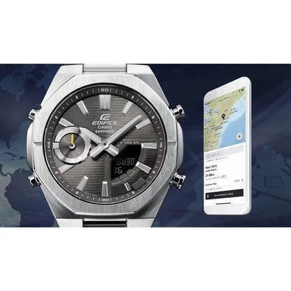 Casio Edifice ECB-S10DB-1A Slim Smartphone Link Black Dial 43mm Stainless Steel Men's Watch