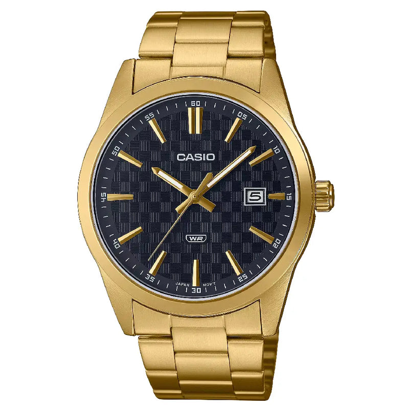 Casio Enticer MTP-VD03G-1AUDF Date Analog Black Dial Stainless Steel Men's Watch