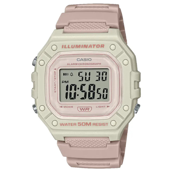 Casio Pop Series W-218HC-4A2VDF Digital Pink Display Resin Strap Women's Watch