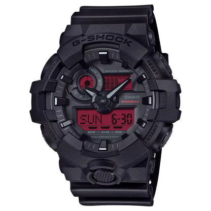 Casio G-Shock GA-700BBR-1A Black/Red Dial Resin Strap Men's Watch