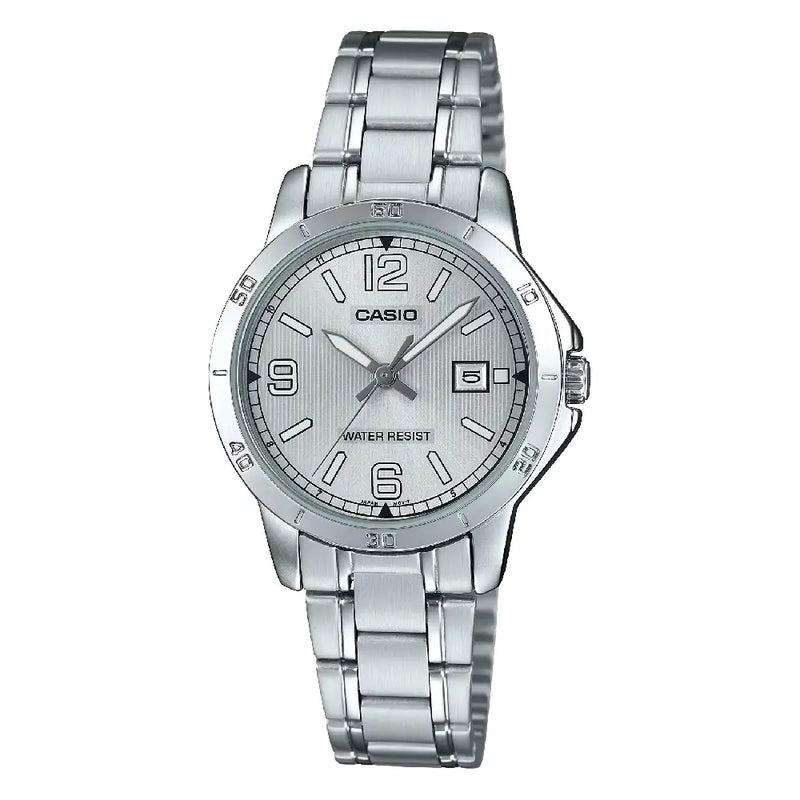 Casio Enticer Ladies Analog LTP-V004D-7B2UDF Silver Dial Stainless Steel Women's Watch