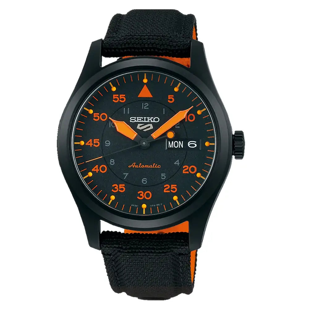 Seiko 5 Sports "Flieger" SRPH33K1 Black Dial 39.4mm Nylon Strap Men's Watch