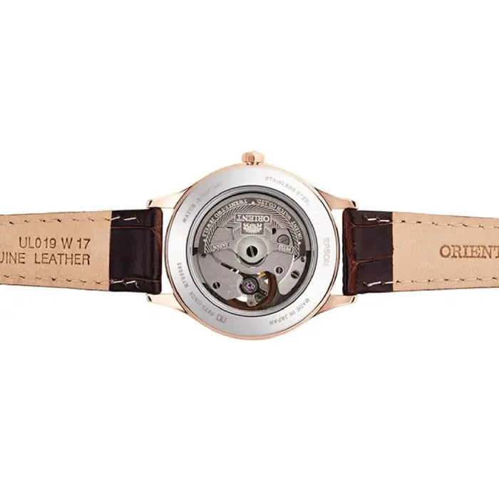 Orient Contemporary RA-AG0022A Automatic Open Heart "Bambino Open Heart" White Dial 35.6mm Leather Strap Women's Watch detail view