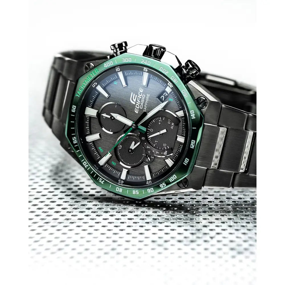 Casio Edifice EQB-1100XDC-1A Slim High-Spec Chronograph "Green Octagon" Stainless Steel Men's Watch