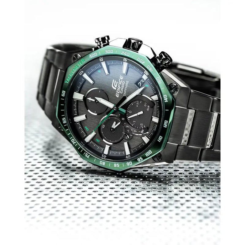 Casio Edifice EQB-1100XDC-1A Slim High-Spec Chronograph "Green Octagon" Stainless Steel Men's Watch detail view
