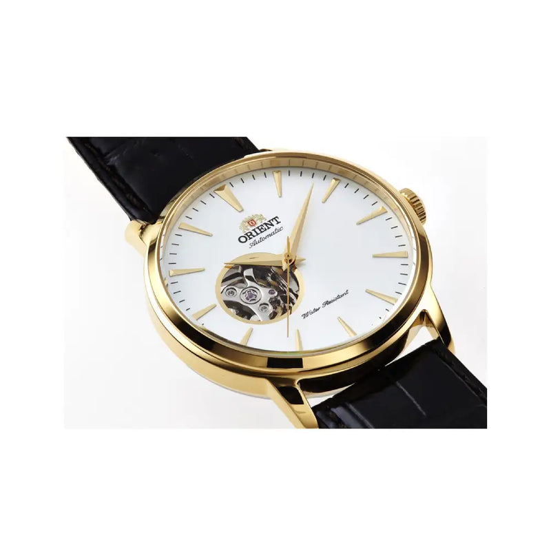 Orient Esteem II Open Heart TAG02003W0 White Dial 41mm Leather Strap Men's Watch detail view